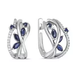 Золотые серьги c бриллиантами и сапфирами