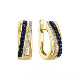 Золотые серьги c бриллиантами и сапфирами