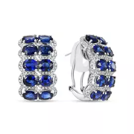 Золотые серьги c бриллиантами и сапфирами