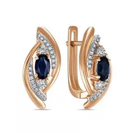 Золотые серьги c бриллиантами и сапфирами