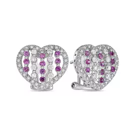 Золотые серьги c бриллиантами и сапфирами