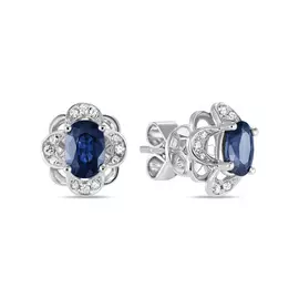 Золотые серьги c бриллиантами и сапфирами