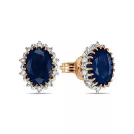 Золотые серьги c бриллиантами и сапфирами