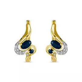 Золотые серьги c бриллиантами и сапфирами