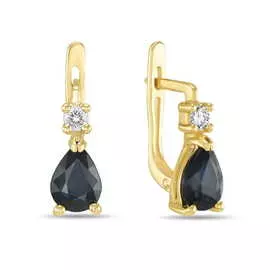 Золотые Серьги c бриллиантами и сапфирами