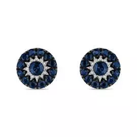 Золотые серьги c бриллиантами и сапфирами