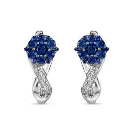 Золотые серьги c бриллиантами и сапфирами