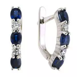 Золотые серьги c бриллиантами и сапфирами