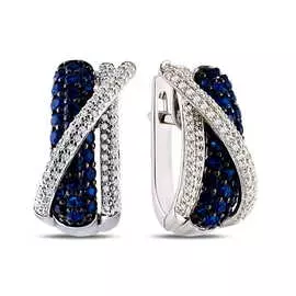 Золотые серьги c бриллиантами и сапфирами