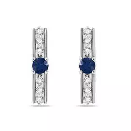 Золотые Серьги c бриллиантами и сапфирами