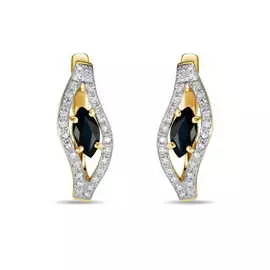 Золотые Серьги c бриллиантами и сапфирами