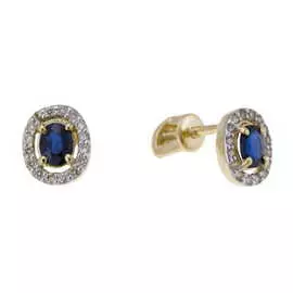 Золотые Серьги c бриллиантами и сапфирами