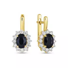 Золотые Серьги c бриллиантами и сапфирами