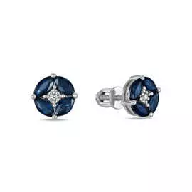 Золотые серьги c бриллиантами и сапфирами