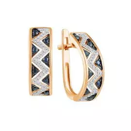 Золотые Серьги c бриллиантами и сапфирами