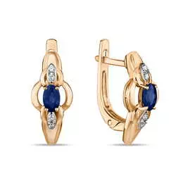 Золотые серьги c бриллиантами и сапфирами