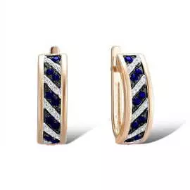 Золотые серьги c бриллиантами и сапфирами