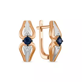 Золотые серьги c бриллиантами и сапфирами