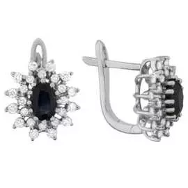 Золотые серьги c бриллиантами и сапфирами