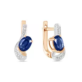 Золотые серьги c бриллиантами и сапфирами