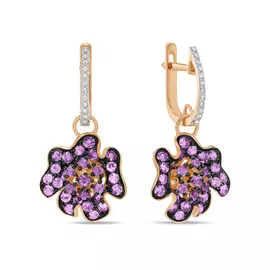 Золотые серьги c бриллиантами и сапфирами