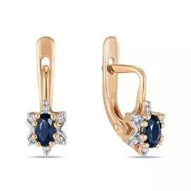 Золотые Серьги c бриллиантами и сапфирами