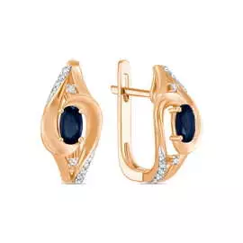 Золотые серьги c бриллиантами и сапфирами