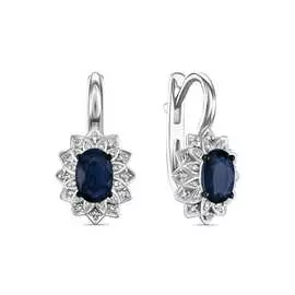 Золотые серьги c бриллиантами и сапфирами