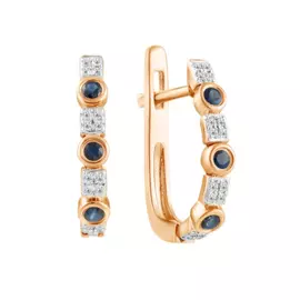 Золотые Серьги c бриллиантами и сапфирами