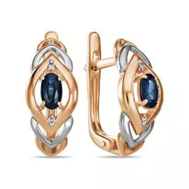 Золотые серьги c бриллиантами и сапфирами