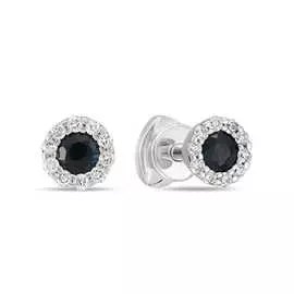 Золотые Серьги c бриллиантами и сапфирами