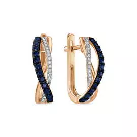 Золотые серьги c бриллиантами и сапфирами