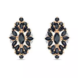 Золотые серьги c бриллиантами и сапфирами