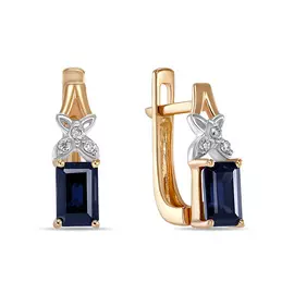 Золотые серьги c бриллиантами и сапфирами