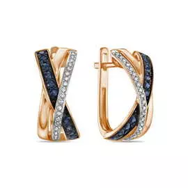 Золотые серьги c бриллиантами и сапфирами