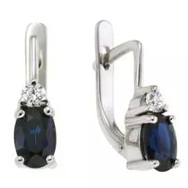 Золотые серьги c бриллиантами и сапфирами