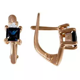 Золотые серьги c бриллиантами и сапфирами