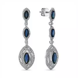 Золотые серьги c бриллиантами и сапфирами