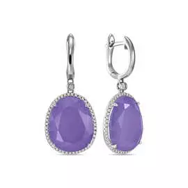 Золотые серьги c бриллиантами и жадеитами