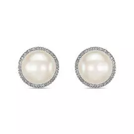Золотые серьги c бриллиантами и жемчугом