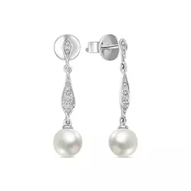 Золотые Серьги c бриллиантами и жемчугом