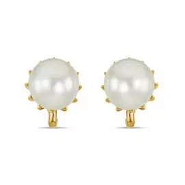 Золотые серьги c бриллиантами и жемчугом