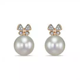 Золотые Серьги c бриллиантами и жемчугом