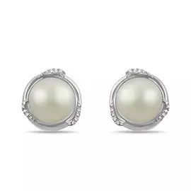 Золотые серьги c бриллиантами и жемчугом