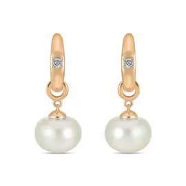 Золотые серьги c бриллиантами и жемчугом