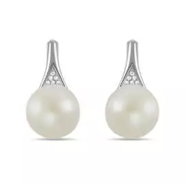 Золотые серьги c бриллиантами и жемчугом