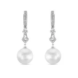 Золотые серьги c бриллиантами и жемчугом