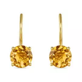 Золотые серьги c цитрином