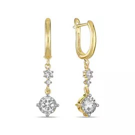 Золотые серьги c цветными сапфирами