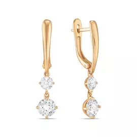 Золотые серьги c фианитами